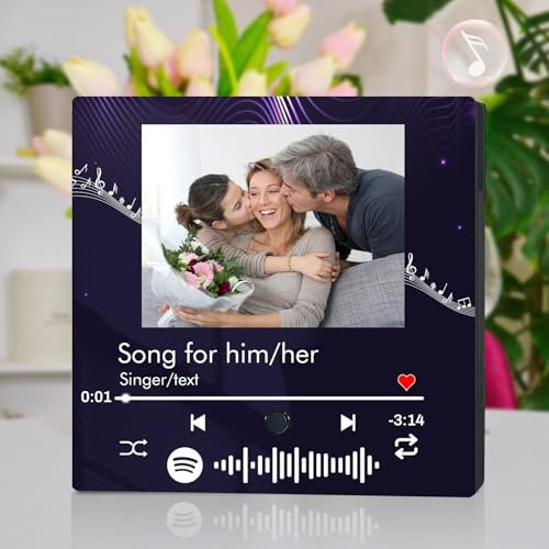 Imán de Nevera Personalizada con Foto y Música y Canciones, Reproductor Musical de Spotify con Portada de álbum, Imanes de Nevera Personalizadas para Navidad, Cumpleaños y Día de la Madre