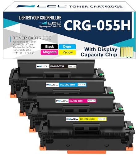 LCL 055 055H Toner Set mit Chip Kompatibel für Canon 055H 4er-Pack | 3020C002 3019C002 3018C002 3017C002 Kompatibel für LBP663CDN LBP633CDW LBP664CX, IMAGECLASS MF742CDW (Füllstand angeben)
