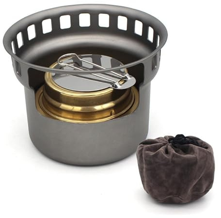 Titan-Spirituskocher, Spiritusbrenner, Holzofen für den Außenbereich mit Ständern, Halterungen, Camping-Multibrennstoff, ultraleichter Rucksackkocher (nur Ofen), Campingkocher, Spiritusheizung