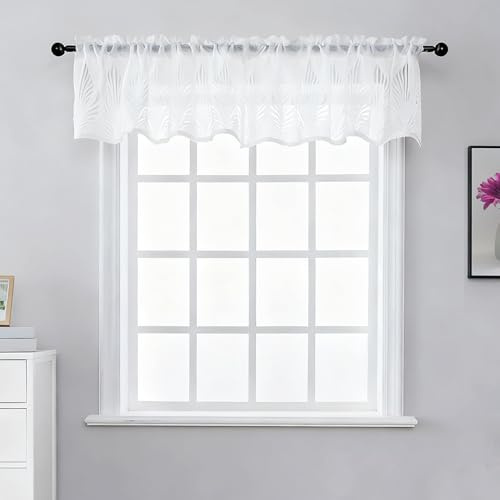 Hoisy Gardinen Kurz Fenster Kurze Vorhänge Fenster Scheibengardine Landhaus Bistrogardine Transparent Gardine Kurz 40 cm