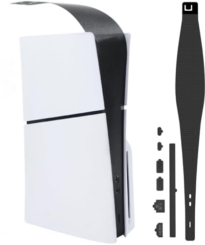 GAMSURFING Dust Cover für PS5 Slim Konsole,PS5 Slim Zubehör mit Dust Net Filter, Silikon Stecker,Joystick Caps für PlayStation 5 Slim Disc Version/Digital Version,Anti-Staub und Haustierhaar, Schwarz