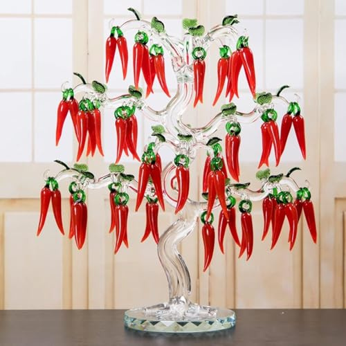 Rot 36 Hängt Glas Kristall Chili Baum Figuren Kunsthandwerk Fengshui Ornament, Wohnkultur, Geschenke Souvenirs