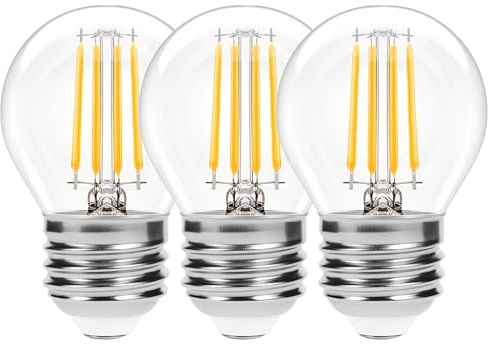 E27 LED Filament Glühbirne G45, Warmweiß, 6W Ersatz 60W Glühlampe, 600LM | 2700K Warmweiß, Nicht Dimmbar, AC220-240V Glas Edison Lampen für Kronleuchter, 3 Stück