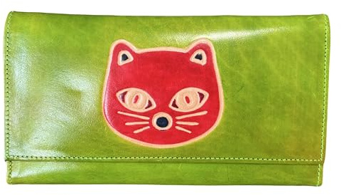 Macha Scheckheftasche, Geldbörsen und Kartenfächer, Leder, Damen, Ethno-Stil, Hippie-Stil, indischer Boho-Stil, Anis Ch, Taille 21.5cm sur 11cm, Modern