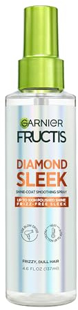 Garnier Fructis Diamond Sleek Hair Shine Spray, Frizz Control and Heat Protectant for Frizzy, Dry Hair, Formulated with Vegan Keratin Smoothing Complex and Argan Oil, 4.6 Fl Oz