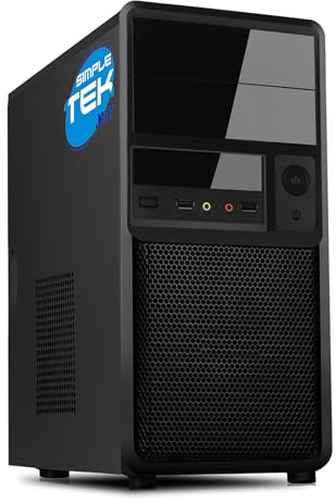 SIMPLETEK - Micro-Tower Micro-ATX/Mini-ITX Compatible Desktop PC Case with 500W Power Supply, USB-A 2.0/3.0 - HD Front Audio