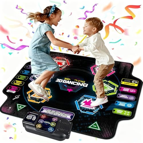 Tanzmatte für Kinder ab 3-12 Jahre, 2026 Musikmatte mit 6 LED-Lichtern&Bluetooth, 5 Modi, Tanzmatte für mädchen/jungen mit interaktive LED-Batteriebox, spielzeug geschenk mädchen 3 4 5 6 7 8jahre