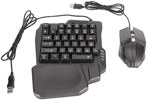 Taidda Half Hand RGB Gaming Keyboard and Mouse Combo for Mobile Games, Wired Converter Set for IOS 10.0‑13.3, Compact and Portable for Players