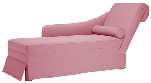 ZIRLANLV Chaiselongue mit Nackenrolle und Rechter, Armlehne Samt, Recamiere, Loungesessel, Lounge Sofa, Loungesofa, Geeignet für Moderne Wohnzimmer. Schlafzimmer oder Büros (Rosa)
