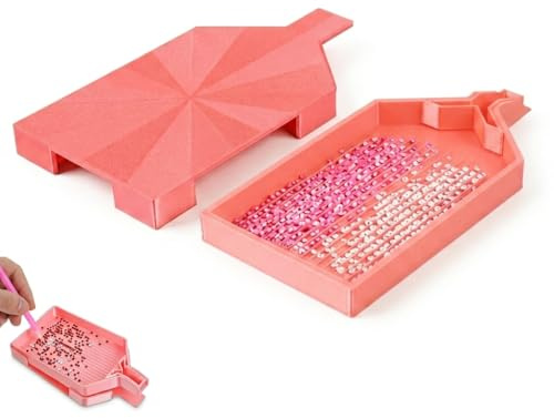 Diamond Art Trays with Lid, Prismatic Diamond Painting Storage Tray, Silky Bead Organizer with Pouring Spout, Non-Spill Diamond Art Accessories for 5D Crafts and DIY Projects