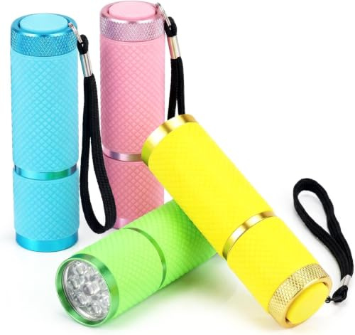 4 Pack Mini LED Torch Set, Super Bright for Camping Hiking & Outdoors | 9 LED Lights per Torch for Super Bright Illumination, Battery Powered, Suitable for Kids and Adults