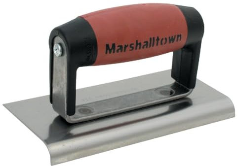 Marshalltown Truelle de bordure, 14142, extrémités droites, manche Durasoft, R 10mm, L 13mm, acier au carbone, dimensions : 152x76 mm, Argent