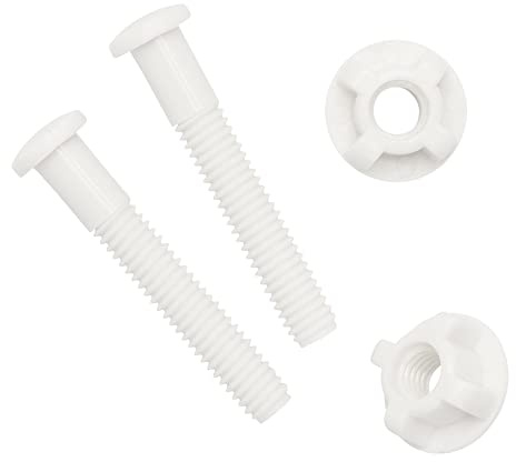 Qualihome Universal White Plastic Toilet Seat Hinge Bolt Screw For Top Mount Toilet Seat Hinges, 2 Pack