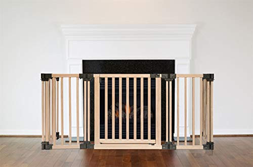 Safetots Rejilla de Seguridad de Madera para Chimenea, 88cm de Profundidad x 120cm de Ancho, Madera Natural, 76cm de Alto, Protector para Niños, Barrera de Seguridad para Chimeneas, Instalación Fácil