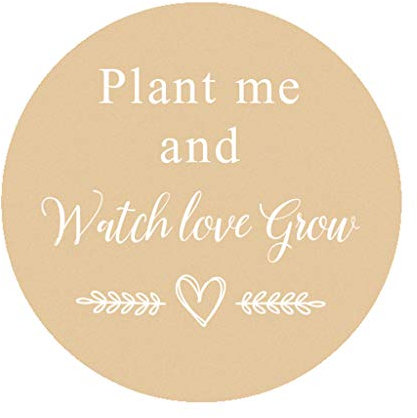 100 Stk Rustikal Liebe Saat Hochzeitssticker - Plant me and Watch love grow Aufkleber - 4 cm Runde Sukkulente Pflanzen/Blumensamen Etiketten,für Hochzeit,Taufe,Gastgeschenk,Tüten - UNI 315