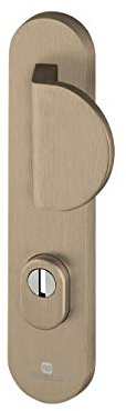 Bricard 9900091 Ensemble de Poignées Blindées sur Plaque Essential Palière Béquille + Aileron pour Porte d’Entrée (pour Cylindre Européen), Coloris Ambre