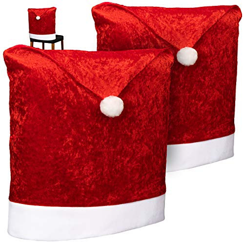 com-four® 2X Premium Stuhlhusse - Weihnachtsdekoration für Stühle - Schonbezüge im weihnachtlichen Design - Sitzmöbel-Überzüge - Stuhlbezug für Weihnachten - Stuhlabdeckung