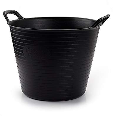 doodle and MOOZE 12x 42 Litre Black Heavy Duty Large Flexi Tub Rubble Container Garden Home Flexible Plastic Storage Bucket (12, Black)