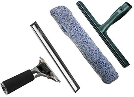 Ettore Window Squeegee/Stainless Steel Squeegee Handle With 14 Channel, 18 T-Bar and 18 Microfibre Sleeve