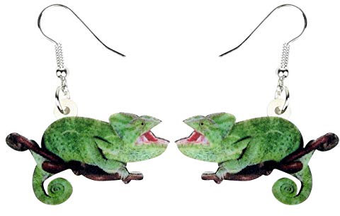 DUOWEI Acryl Sommer Tropic Chamäleon Ohrringe Anole Eidechse Charm Dangle Schmuck für Frauen Mädchen Fancy Geschenke (grün)
