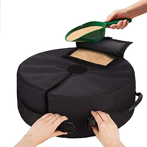 Umbrella Base Weight Bag, Parasol Weights with Large Opening and Handles Waterproof Parasol Tent Stand Base with Plastic Sand Shovel Set for Outdoor Beach Balcony Lawn (Medium Round Bag+Sand Shovel)