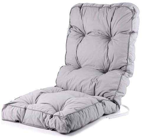 Alfresia Replacement Classic Recliner Chair Cushion - Outdoor Garden Cushion, Tightly Packed Thick Foam Cushion, Quality Guaranteed in a Choice of Prints (Grey)