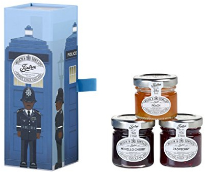 Wilkin & Sons Tiptree Police Box Trio Gift Pack of 3 Mini Jars / Morello Cherry, Peach and Raspberry Preserves