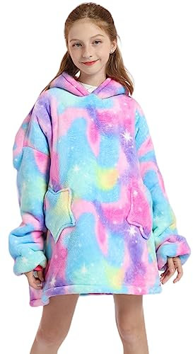 Shamdon Home Collection Kids Oversized Blanket Hoodie,Wearable Blanket Sweatshirt for Girls Boys, Sherpa FLeece Hooded Pullover with Pocket for Children Teens Aged 5-15