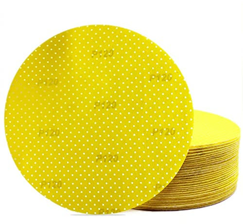 Schleifscheiben gelb 225 mm 25 Stück Körnung 120 selbsthaftend Schleifblätter Schleifpapier Multiloch für Trockenbauschleifer, Giraffenschleifer Wandschleifer Deckenschleifer Langhalsschleifer