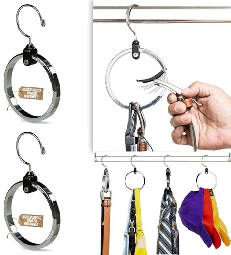 Mehrzweck-Schrank-Kleiderbügel, platzsparend, schneidet Unordnung in jedem Schrank, idealer Gürtelaufhänger, Baseballmützen, Krawatten, Schals, Geldbörsen, Organizer, Schrank-Organizer und