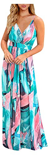 Wlabe💋 Robe Ete Femme Longue Robe Longue Ete Femme Bohème Robe Soiree Femme Chic Robe Noir Longue Robe Longue Grande Taille Robe Demoiselle D Honneur Femme Robe Hawaienne Femme(M)