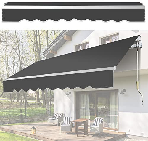 Randaco Tenda da Sole Avvolgibile a Bracci a Barra Quadra, 300x250cm Tettuccio Parasole con Protezione Raggi UV, Tenda da Sole Avvolgibile Angolazione Regolabile, Grigio