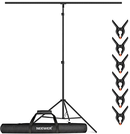 Neewer T-Shaped Background Backdrop Support Stand Kit, 8.5ft/2.6m Tall Adjustable Tripod Stand and 5ft/1.5m Wide Crossbars with 6 Spring Clamps and 1 Carrying Bag for Studio Photo Video Photography