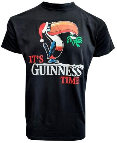Herren Guinness T-Shirt Tucan Black Tee Baumwolle Rundhals, Schwarz, XX-Large