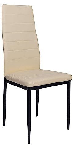 Krok Wood Oskar, Esszimmerstuhl Wohnzimmerstuhl Bürostuhl, Metallbeine (Beige, 4-er Set)
