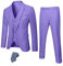Hihawk, Completo da uomo in 3 pezzi con tessuto elasticizzato, tinta unita, slim fit, con un bottone, giacca, gilet e pantaloni con cravatta, Viola, S