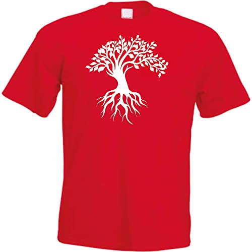 T-Shirt - Albero della Vita - 3 - Albero della Vita - Albero del Mondo - Maglietta, Sport, Tempo Libero e, Colore: Rosso, XL