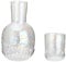 NFNSIG Vintage Bedside Water Carafe and Glass Set 33oz White Bedside Night Carafe with Glass Bedroom Juice Water Pitcher Mouthwash Bottle for Bathroom