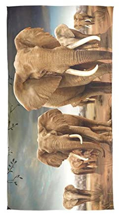 YOUJUNER Damen Seidentücher Afrika Elefant Seide Schal Halstuch Lang Halstuch Halstücher Seidenschal