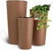 KADAX Lot de 3 Cache-Pots décoratifs Bruns H 36,8/47 / 57,5 cm, Plastique avec éclats de Bois, Insert Amovible – Effet Bois Naturel et élégant