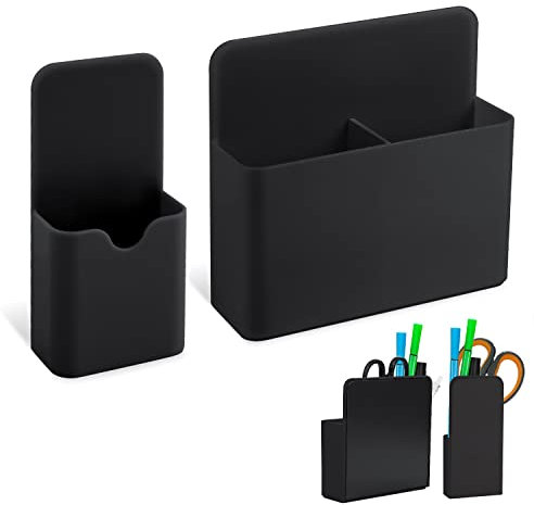 2st Magnetisch Marker Halter, 2 Größen Magnetischer Stiftehalter Hängender Typ Pen Container für Kühlschrank Whiteboard Locker Pen Pencil Home Office School (Schwarz)