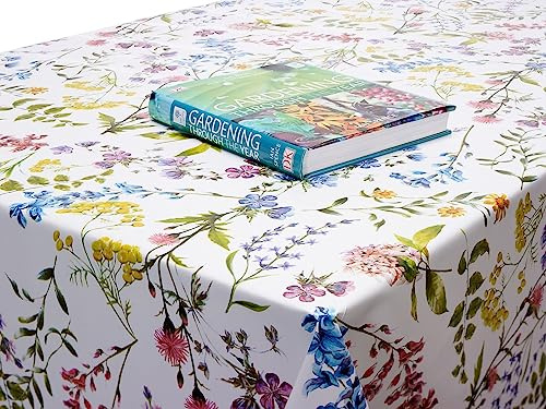 Jolee Fabrics Wipe Clean Multi Floral Wild Flowers Floral PVC Tablecloth Wipeable Table Cover - Rectangle Vinyl Cloth - Easy Wipeable Vinyl Plastic Table Cloth (100cm x 100cm Square)