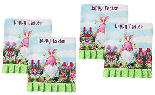 DOITOOL 4 Stück Osterstuhl Abdeckung Stuhlhussen Zu Ostern Hintere Abdeckung des Federstuhls Rückseite des Osterstuhls Stuhlbezüge Für Den Haushalt Stuhlbezug Polyester Requisiten Hase