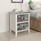 BaraSh Nachttisch Grau und Weiß 38x28x45 cm Night Stand Nachtschrank NachtkäStchen Schlafzimmer Nachttisch Nachttische Paulownia-Holz