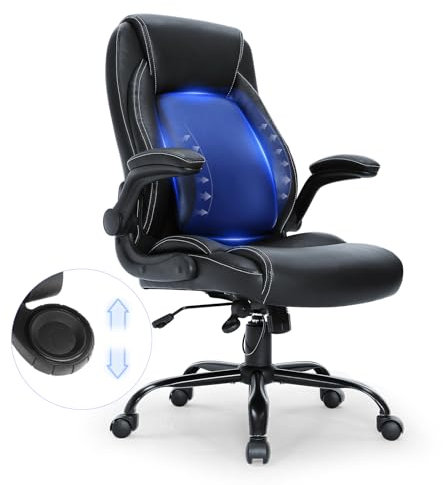 VEVOR Bürostuhl PU Leder Schwarzer Chefsessel mit Höhenverstellbarer 0–100 mm, Schreibtisch Drehsessel, 136,07 kg Tragfähigkeit, Chefsessel Bürostuhl Drehsessel Bürosessel Schreibtischstuhl