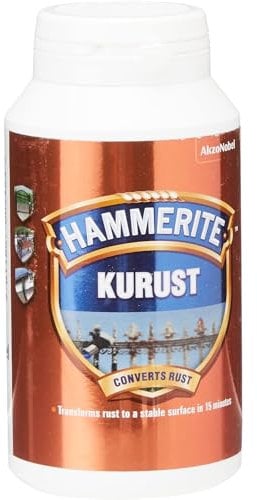 AMK® Hammerite Kurust Rust Converter Treatment 250ml Converts to Paintable Surface Stops Spreading Metal Iron Steel Primer Base Coat Anti Corrosion Protection for Car Gate Railing Furniture Tool