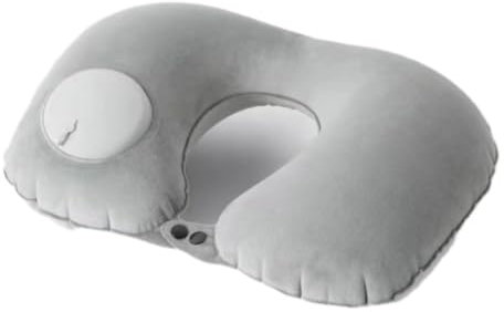 Wqiansc Inflatable Travel Pillow Durable Neck Pillow For Travel Neck Support Pillow Travel Pillow For Airplane (Gray Press inflation)