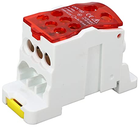 Verteilerkasten, UKK160 DIN Schienen Anschlussblock Stromanschlusskasten 690V 160A Elektrischer Anschlussverbinder Verteilerkasten(Rot)