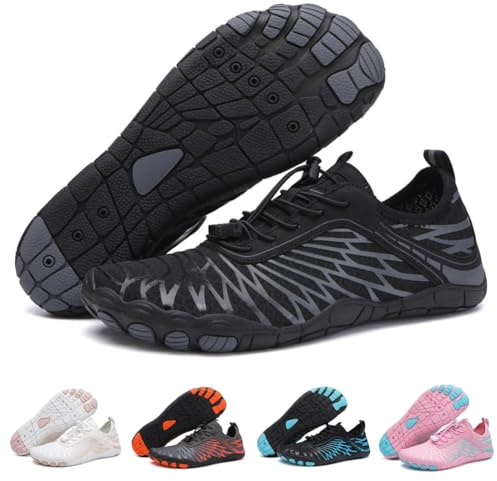 ELETON Barefoot Shoes Women Men,Wide Toe Hiking Barefoot Womens Footwear, Non-Slip Water Shoes Running Shoes Boots Sneakers Unisex Black