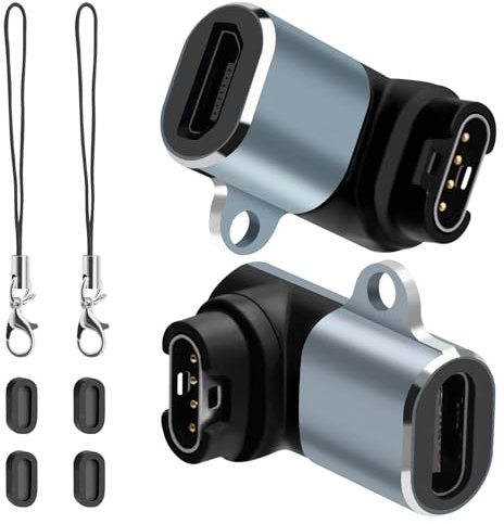 BORLTER CLAMP Uhr Ladegerät Adapter USB C/Micro USB Buchse auf Stecker mit 4 Staubstecker und 2 Lanyard, Kompatibel mit Garmin Fenix 7/7S/7X/6/6X/6S und mehr
